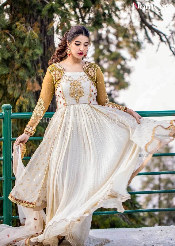 Pakistani Nikah Dress for Bride in White Color #BB265