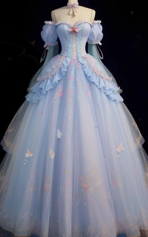 A-line Tulle Princess Long Prom Dresses Evening Formal Dress     S6380