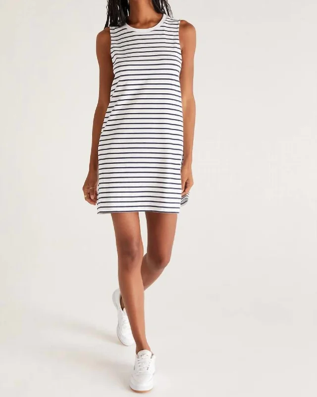 Sloane Stripe Dress in White | White
