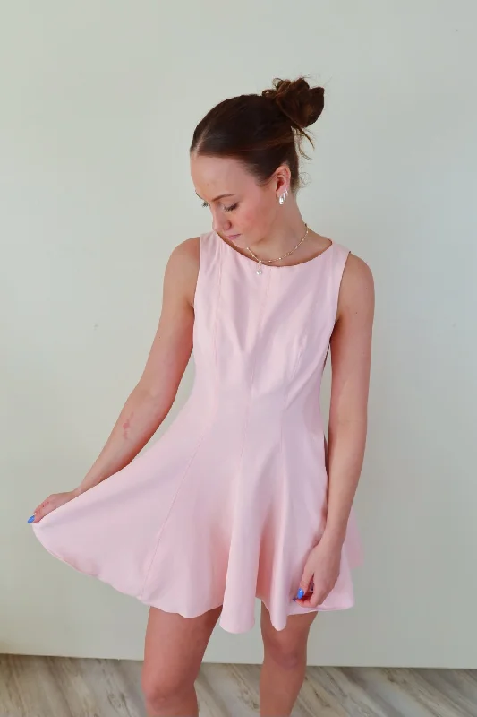 Pale Blush Sleeveless Swing Dress