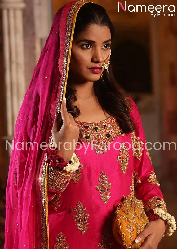 Pakistani Designer Mehndi Dresses Sharara Shirt #BN216