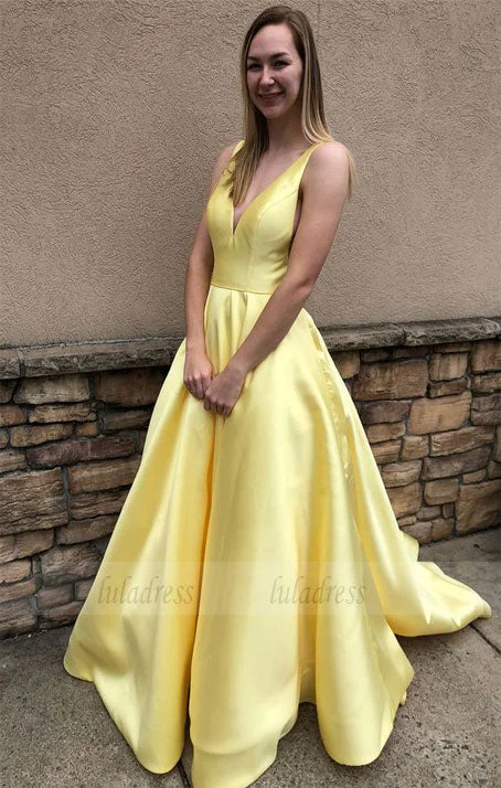 yellow long prom dress, ball gown, simply princess v neck yellow long prom dress graduation dress yellow long prom dress, ball gown, simply princess v neck yellow long prom dress graduation dress