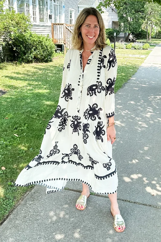 Talia Dress in Black + White