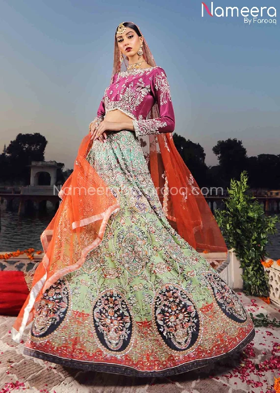 Pakistani Mehndi Dress for Girl with Embroidery #BR153