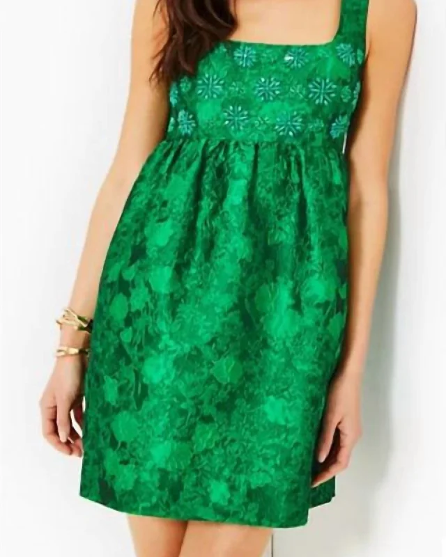 Bellami Embellished Floral Jacquard Dress In Kelly Green Leaf An Impression Jacquard | Kelly Green Leaf An Impression Jacquard