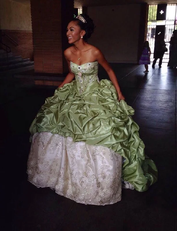 Strapless Quinceanera Dresses Green Ball Gown         S6426