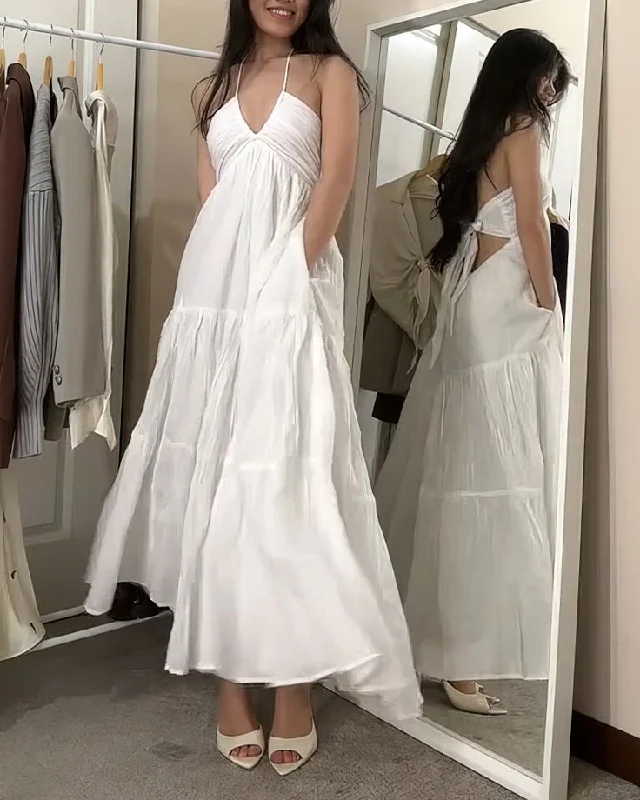Sexy White Sleeveless Long Prom Dress,White Evening Dress      S6439