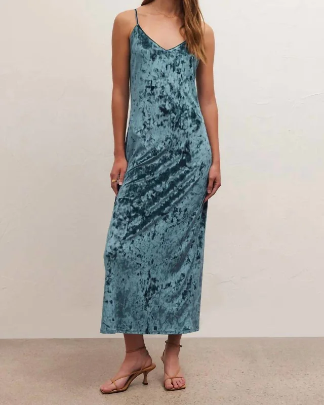 Selina Crushed Velvet Dress in Abyss | Abyss