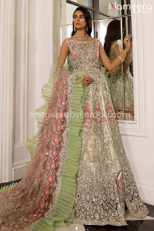 Latest Pistachio Color Dress Pakistani Online #BS148