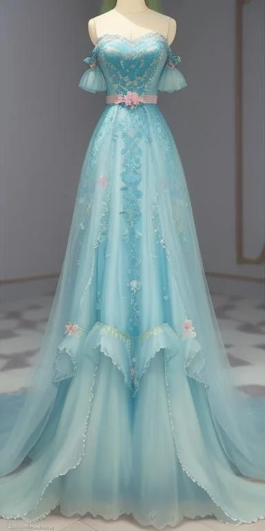 A-line Blue Elegant Long Prom Dresses Evening Formal Dress     S6377