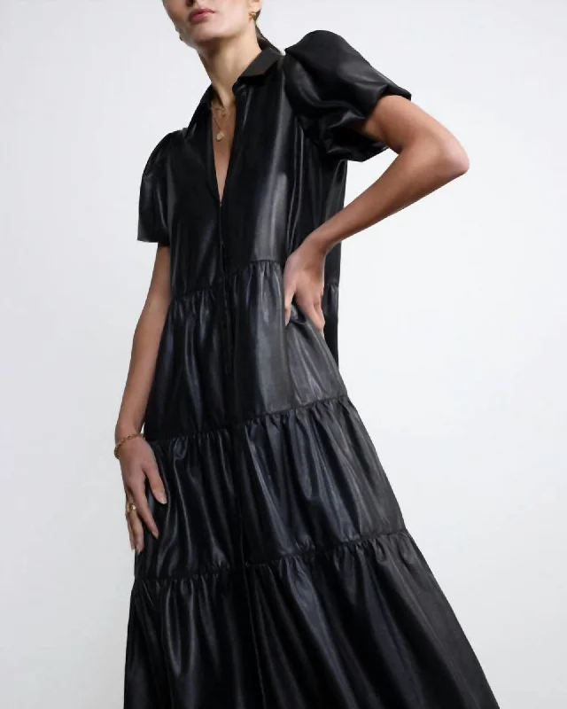 Havana Vegan Leather Dress in Black Onyx | Black Onyx