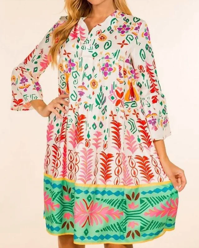 Daylight Tunic Dress In White Multi | White Multi
