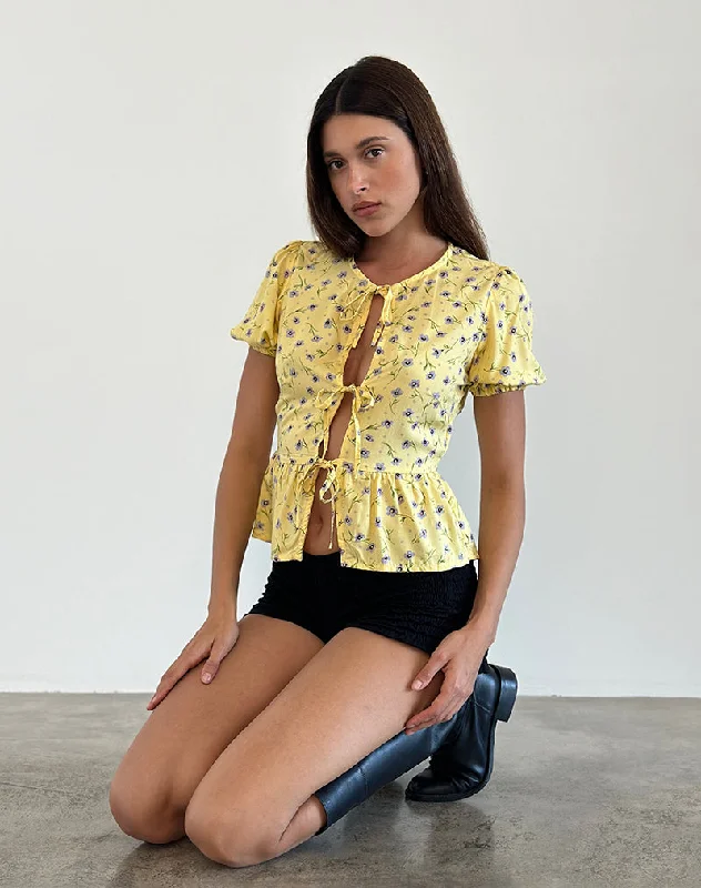 Ajasi Blouse in Wild Flower Lemon Drop Classic Striped Blouse