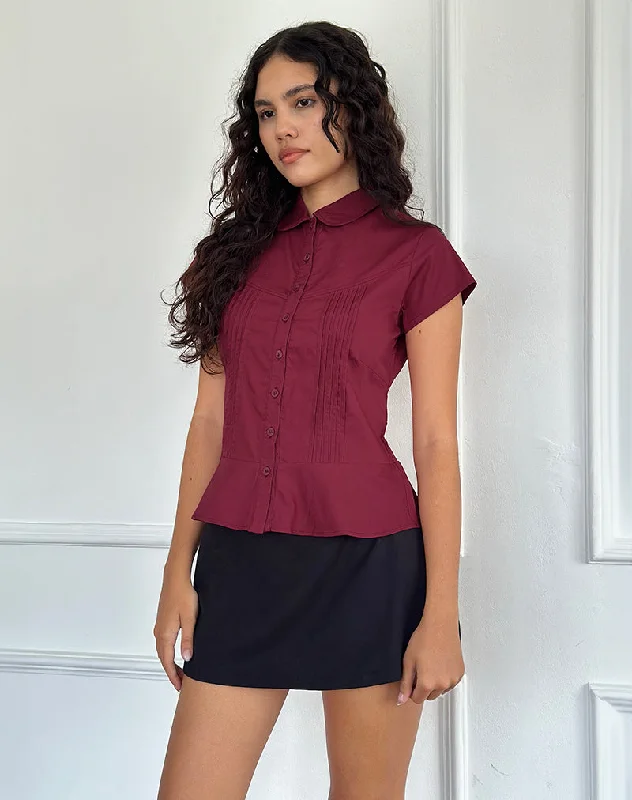 Wilmot Blouse in Burgundy Poplin Elegant Silk Blouse