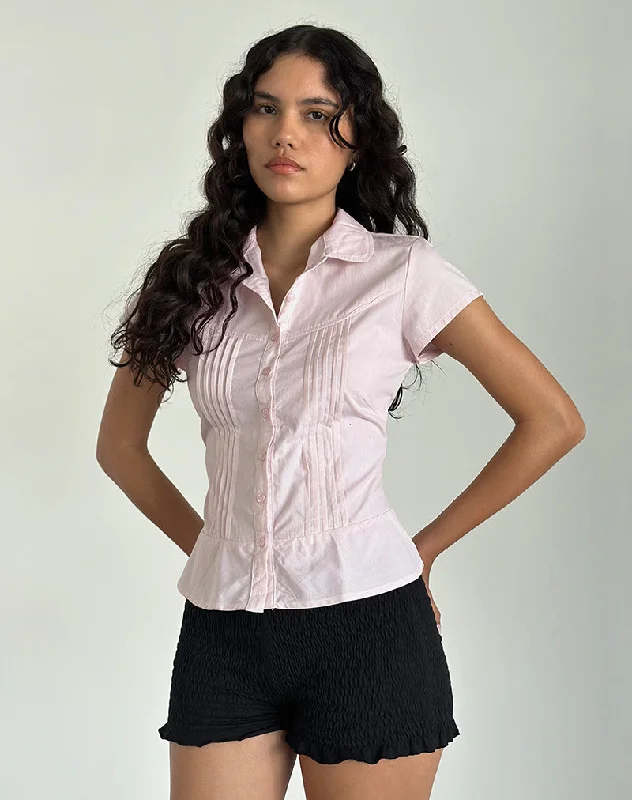 Wilmot Blouse in Light Pink Poplin Sleeveless Chiffon Blouse