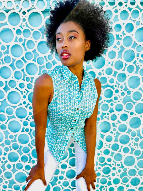 aqua apples blouse SVS Double Button Blouse