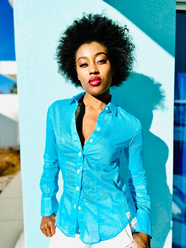 aqua burnout blouse LS Sweetheart Neck Blouse
