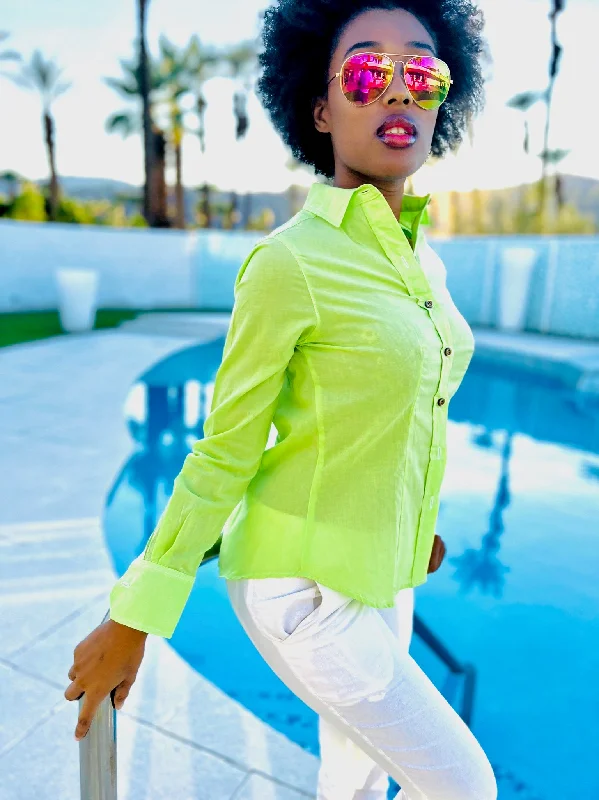 hot lime blouse LS Lightweight Tunic Blouse