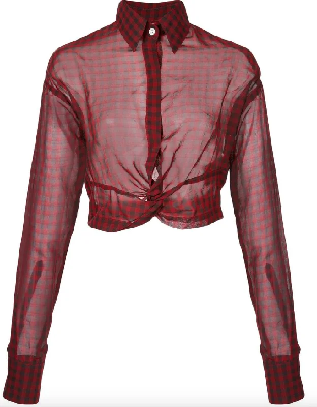 PLAID BLOUSE High Neck Blouse