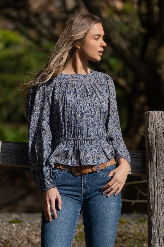 Pure Western Wmns Misha Blouse - Black Friday Sale Off-Shoulder Wrap Blouse