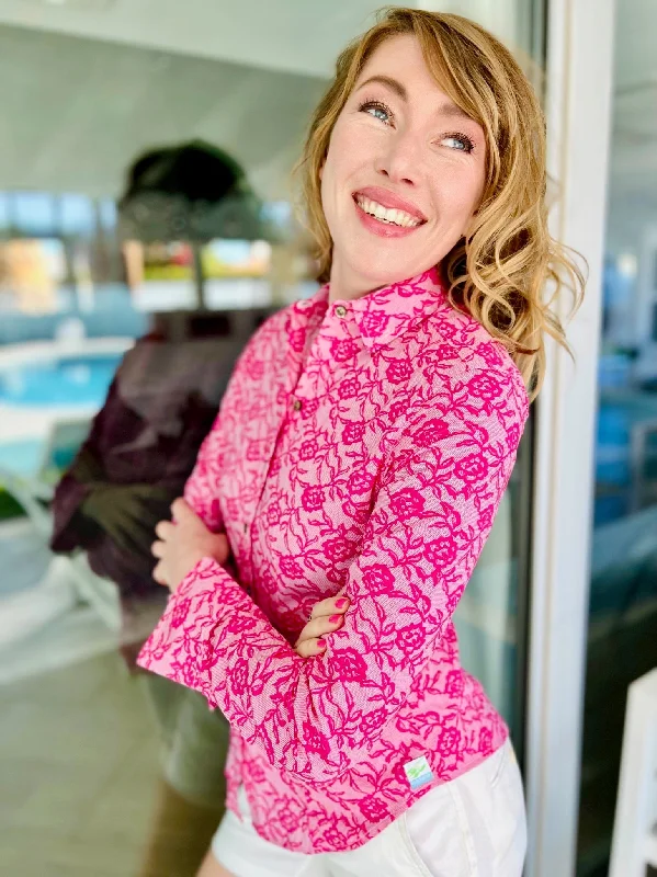 scales fuschia blouse LS Embroidered Cotton Blouse