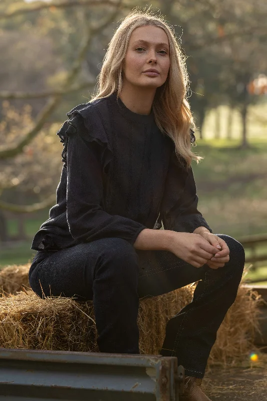 Wrangler Wmns Vannessa LS Blouse - Black Friday Sale Modern Oversized Blouse