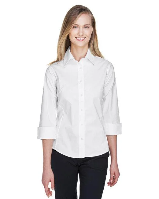 Devon & Jones Ladies' Perfect Fit  3/4-Sleeve Stretch Poplin Blouse DP625W Boho Chic Blouse