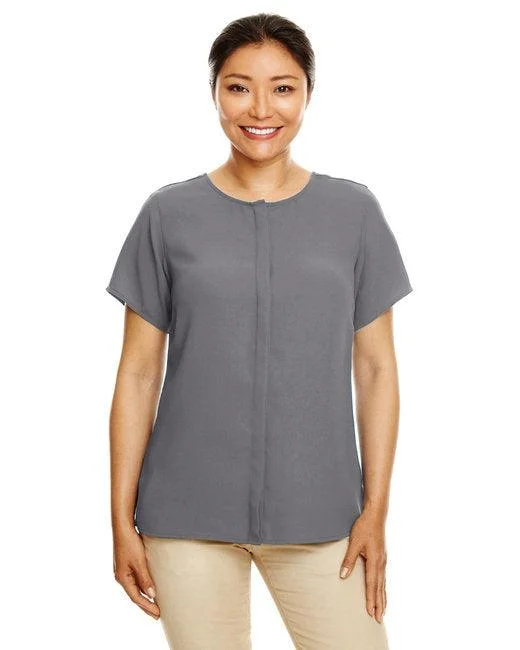 Devon & Jones Ladies' Perfect Fit   Short-Sleeve Crepe Blouse DP612W Elegant Peplum Blouse