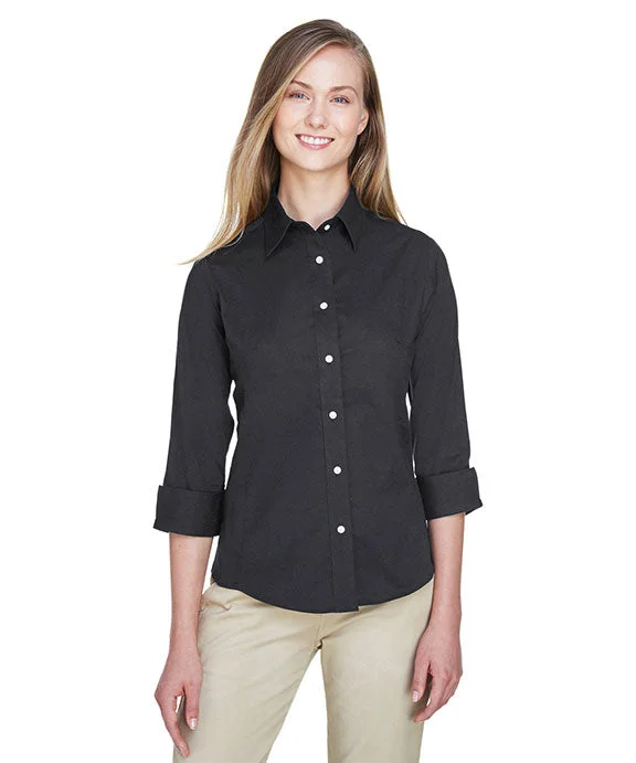 DP625W - Devon & Jones Ladies Perfect Fit™ Three-Quarter Sleeve Stretch Poplin Blouse Sweetheart Neck Blouse