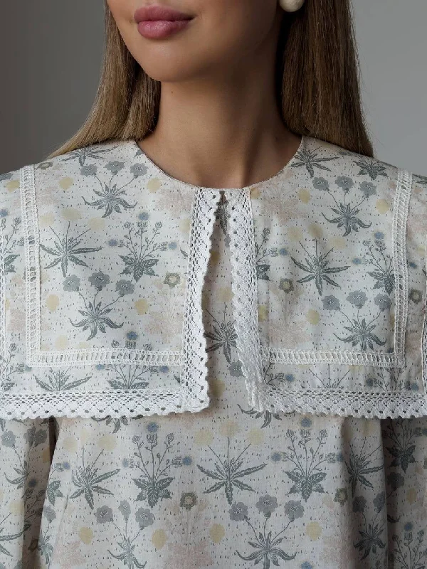 Floral Cotton Blouse Casual Button Blouse