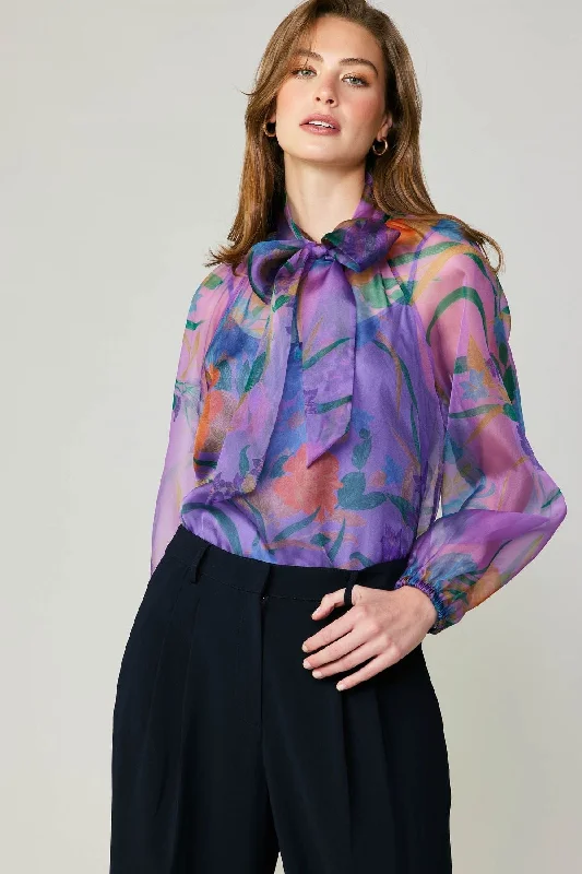 Floral Organza Blouse Loose Oversized Blouse