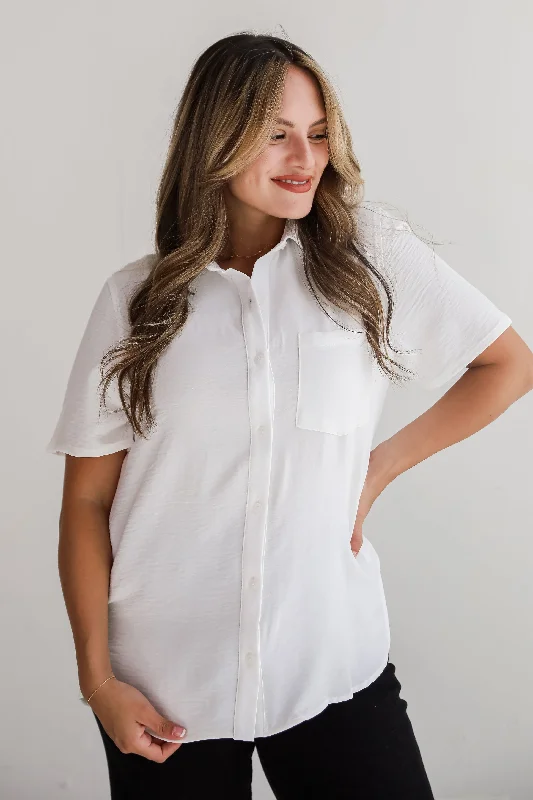 Kayla Button-Up Blouse - DU DEAL Lightweight Linen Blouse