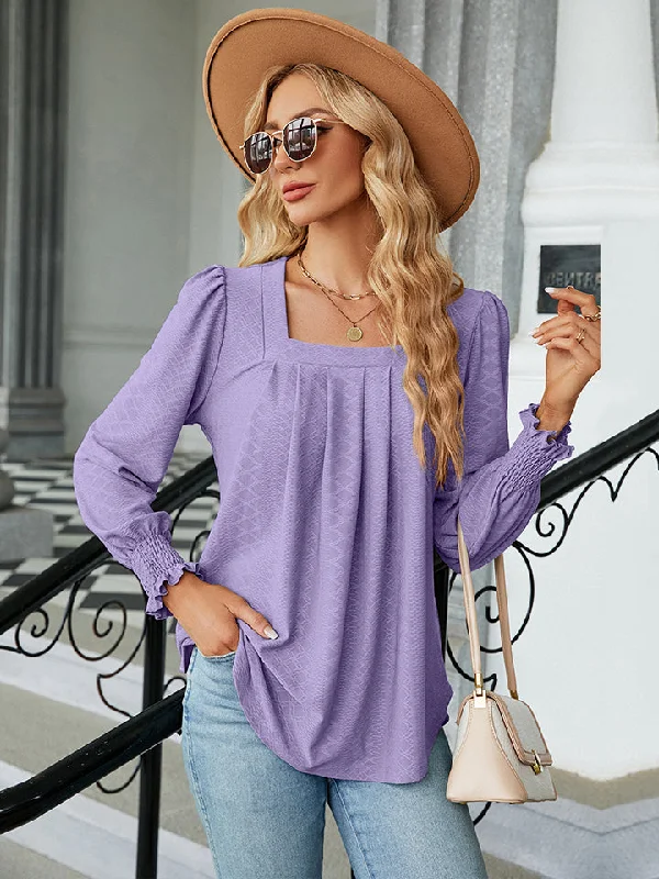 Square Neck Puff Sleeve Blouse Smart Casual Blouse