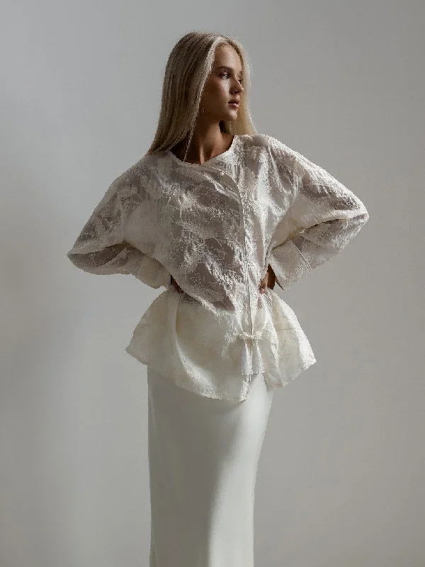 White Lace Embroidered Blouse Classic White Blouse