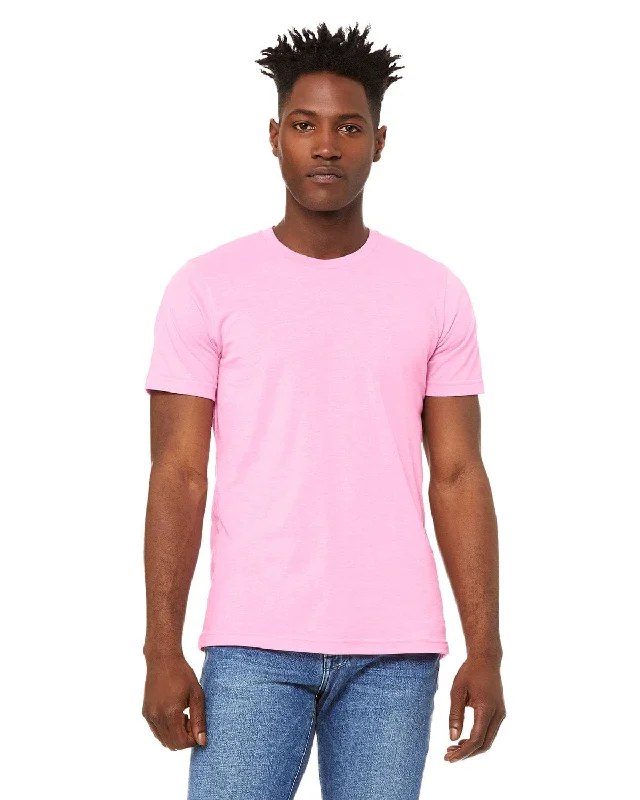 Bella+Canvas Unisex Heather CVC T-Shirt | Hthr Bubble Gum Welt Pockets Slit Pockets Flap Pockets