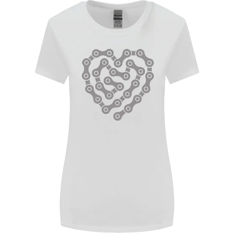 Bike Heart Chain Cycling Biker Motorcycle Womens Wider Cut T-Shirt Polka Dot Checkered Tartan
