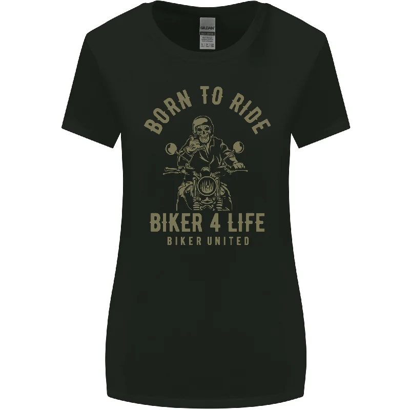 Biker 4 Life Motorbike Motorcycle Skull Womens Wider Cut T-Shirt Mesh Blend Leather Blend Suede Blend Biker 4 Life Motorbike Motorcycle Skull Womens Wider Cut T-Shirt Mesh Blend Leather Blend Suede Blend