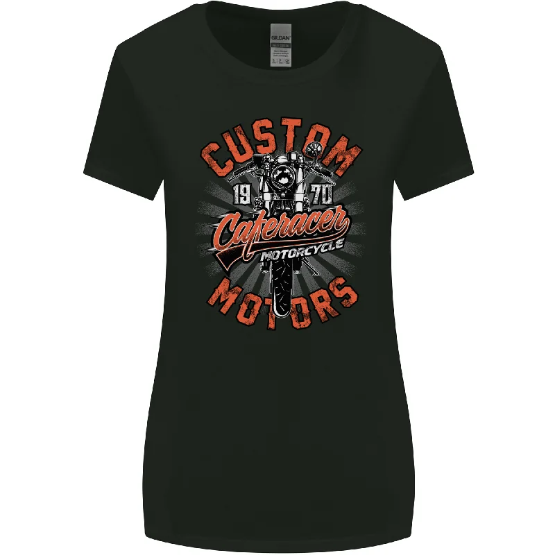 Biker Custom Cafe Racer Motors Motorbike Womens Wider Cut T-Shirt Solid Color Striped Floral Biker Custom Cafe Racer Motors Motorbike Womens Wider Cut T-Shirt Solid Color Striped Floral