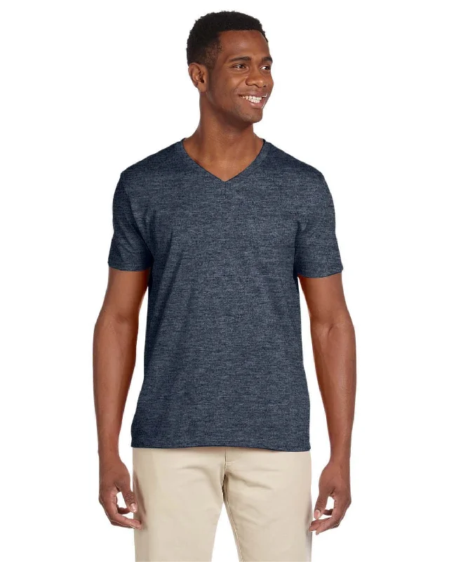 Gildan SoftStyle V-Neck T-Shirt | Heather Navy Rayon Fabric Velvet Fabric Corduroy Fabric Gildan SoftStyle V-Neck T-Shirt | Heather Navy Rayon Fabric Velvet Fabric Corduroy Fabric