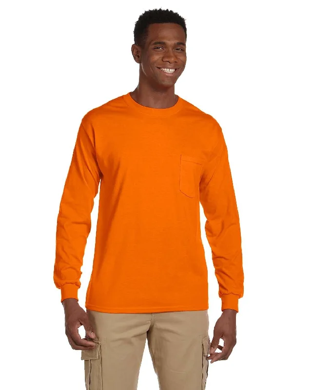 Gildan Ultra Cotton Long Sleeve Pocket T-Shirt | S Orange Cashmere Blend Cotton Blend Poly Blend Gildan Ultra Cotton Long Sleeve Pocket T-Shirt | S Orange Cashmere Blend Cotton Blend Poly Blend