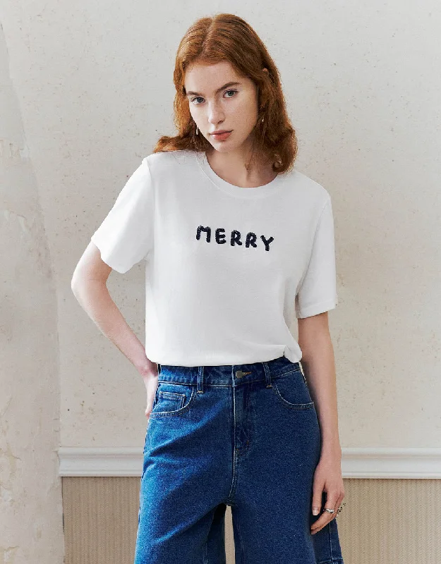 Letter Printed Crew Neck T-Shirt Collared Crew Neck Turtle Neck