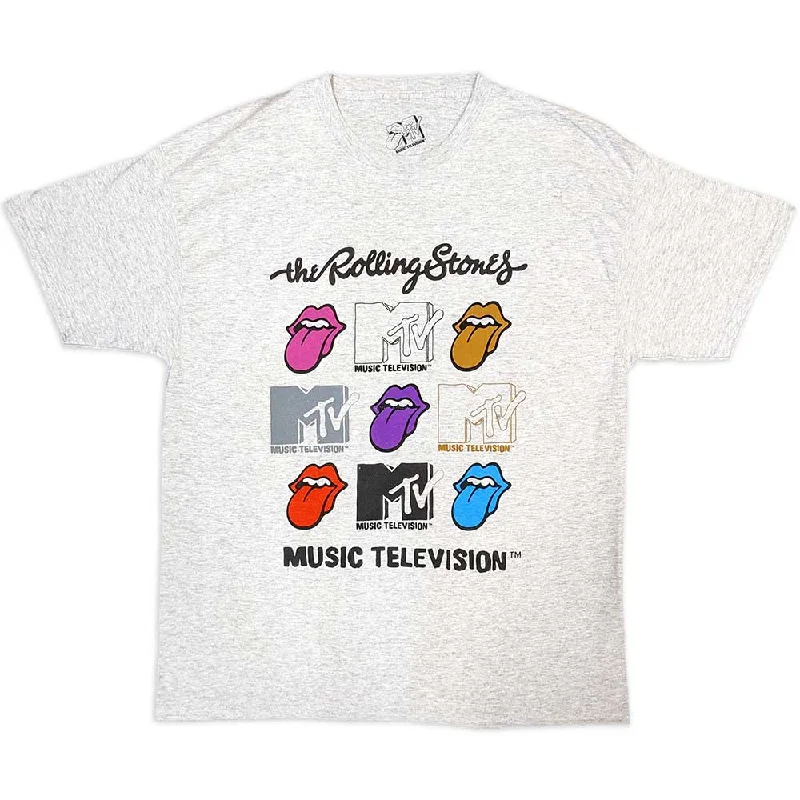 MTV | Official T-shirt | Rolling Stones Logo Grids Zippered Front Buttoned Front Snap Front
