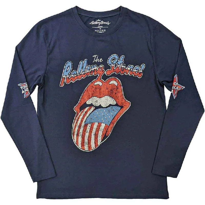 The Rolling Stones | Official Band Long Sleeve T-Shirt | US Tour '78 (Back & Sleeve Print) Striped Floral Plaid The Rolling Stones | Official Band Long Sleeve T-Shirt | US Tour '78 (Back & Sleeve Print) Striped Floral Plaid