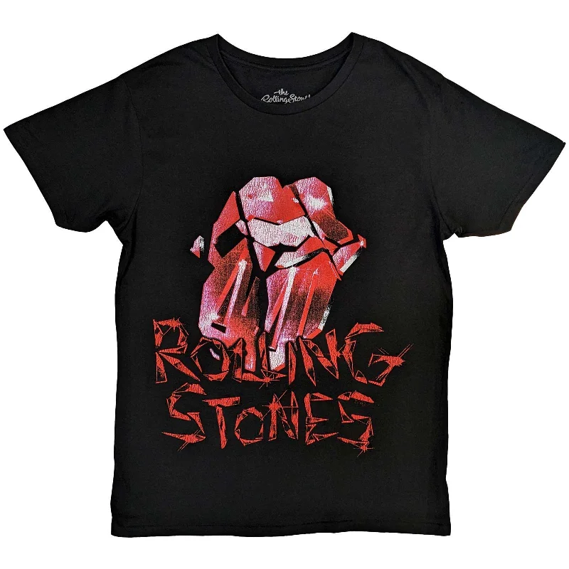 The Rolling Stones | Official Band T-Shirt | Hackney Diamonds Cracked Glass Tongue Embroidered Appliqued Beaded