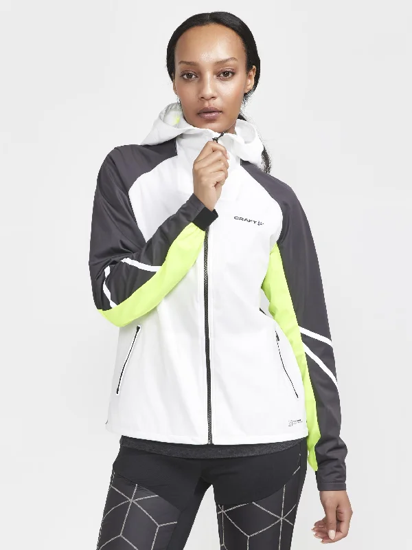 WOMEN'S PRO HYDRO LUMEN RUNNING JACKET 2 Collared T-Shirt Boat Neck A-Line