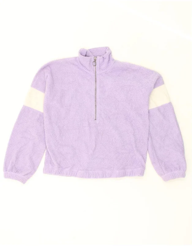 ABERCROMBIE & FITCH Womens Oversized Fleece Jumper UK 10 Small Purple Boat Neck Shawl Collar Notched Collar ABERCROMBIE & FITCH Womens Oversized Fleece Jumper UK 10 Small Purple Boat Neck Shawl Collar Notched Collar
