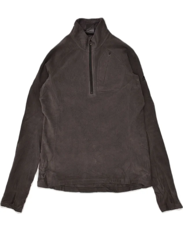 ADIDAS Womens Zip Neck Fleece Jumper UK 10 Small Grey Polyester Elasticated Padded Insulated ADIDAS Womens Zip Neck Fleece Jumper UK 10 Small Grey Polyester Elasticated Padded Insulated