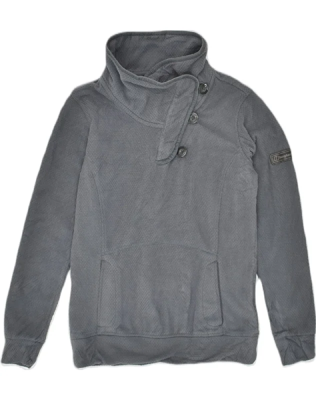 BERGHAUS Womens Button Neck Fleece Jumper UK 10 Small Grey Polyester Cable Knit Ribbed Knit Lace Knit BERGHAUS Womens Button Neck Fleece Jumper UK 10 Small Grey Polyester Cable Knit Ribbed Knit Lace Knit