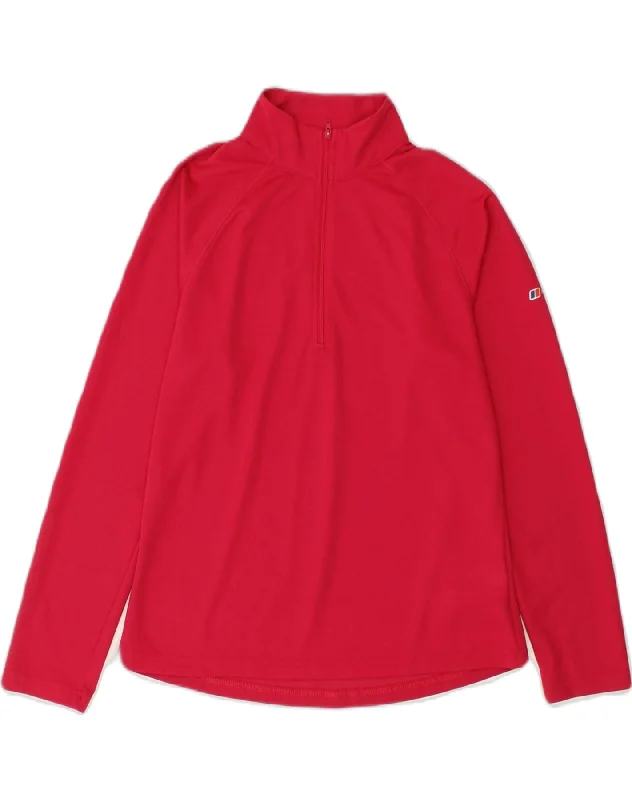 BERGHAUS Womens Zip Neck Fleece Jumper UK 14 Large Pink Polyester Collared Crew Neck Turtle Neck BERGHAUS Womens Zip Neck Fleece Jumper UK 14 Large Pink Polyester Collared Crew Neck Turtle Neck