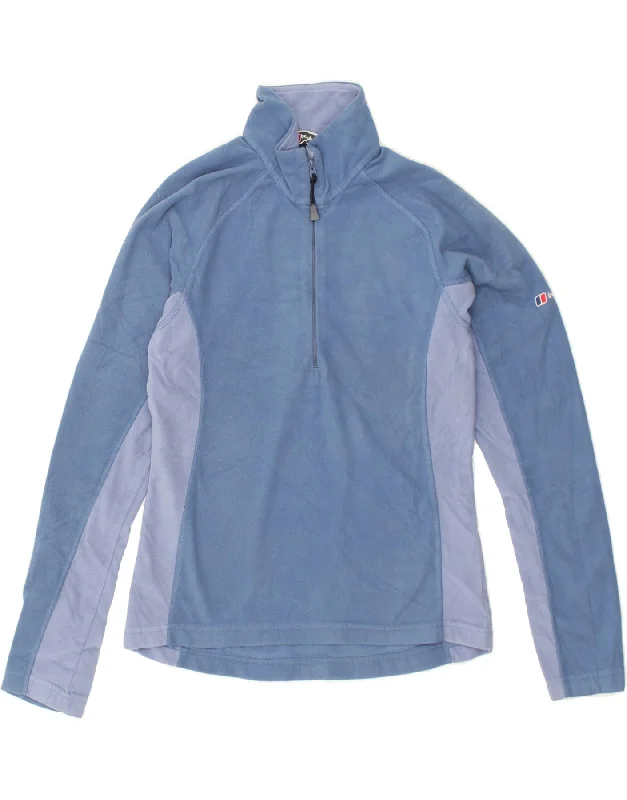 BERGHAUS Womens Zip Neck Fleece Jumper UK 8 Small Blue Colourblock Velvet Chenille Corduroy BERGHAUS Womens Zip Neck Fleece Jumper UK 8 Small Blue Colourblock Velvet Chenille Corduroy